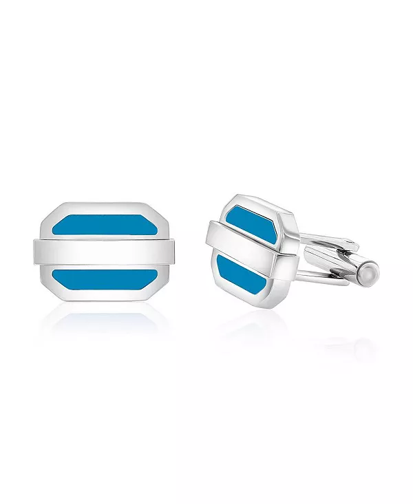 

Овальные запонки из нержавеющей стали с эмалью Metallo, blue