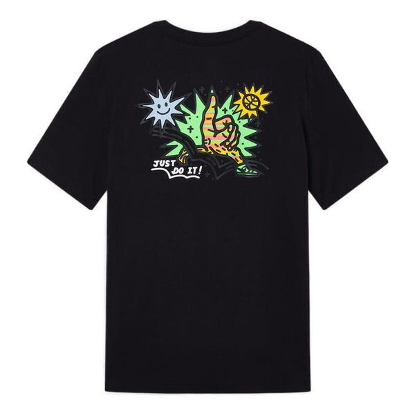 

Футболка Men's Nike SS22 Cartoon Sun Hand Printing Pattern Alphabet Round Neck Short Sleeve Black T-Shirt, мультиколор