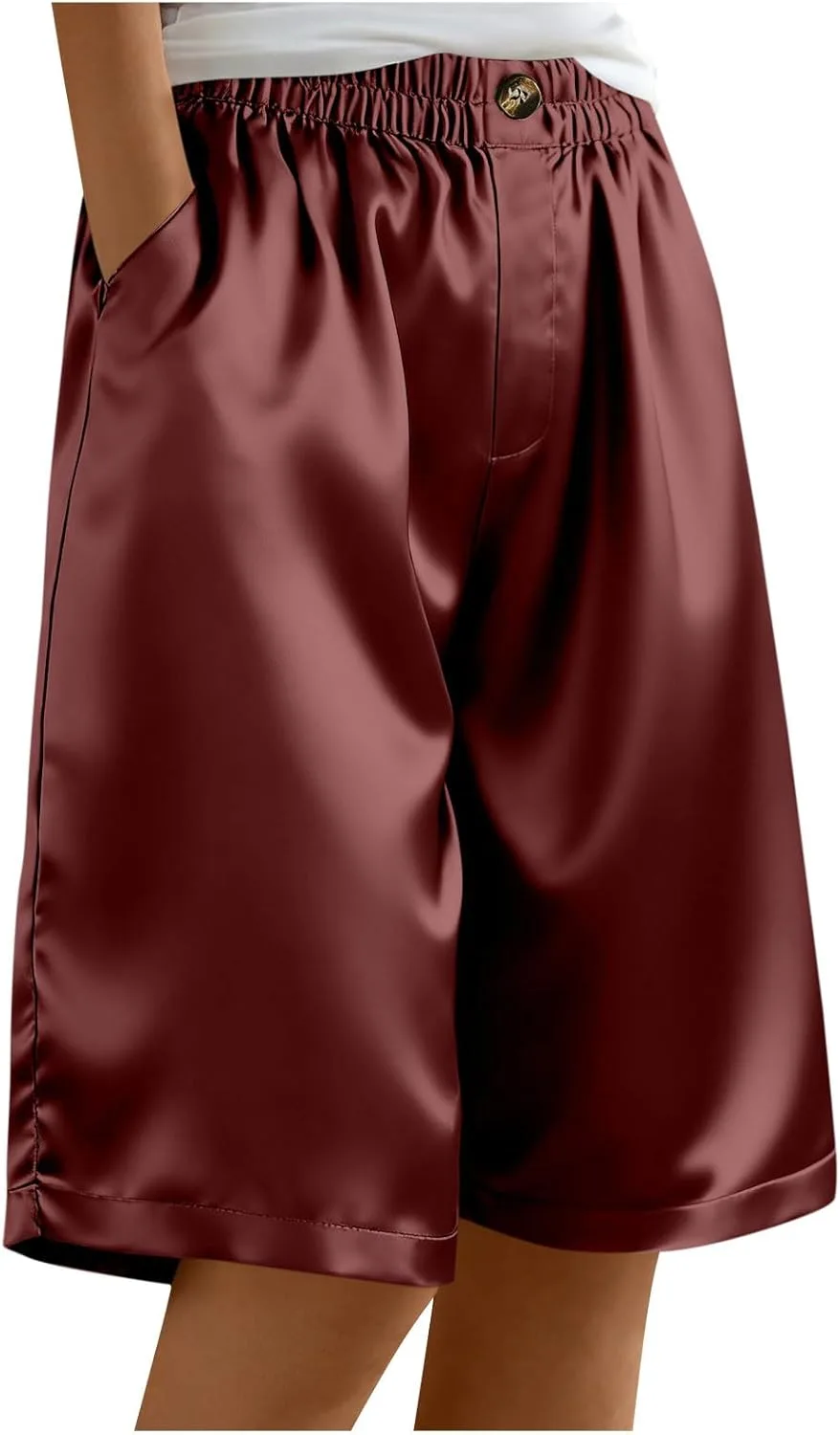 

Женские шорты Bermuda из сатина и шелка, с карманами