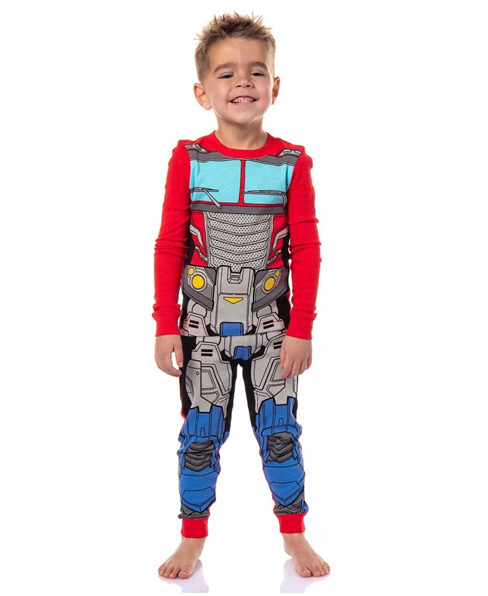 

Детский комплект пижамы с длинными рукавами Optimus Prime для мальчиков, 2 предмета, облегающий крой Transformers, красный