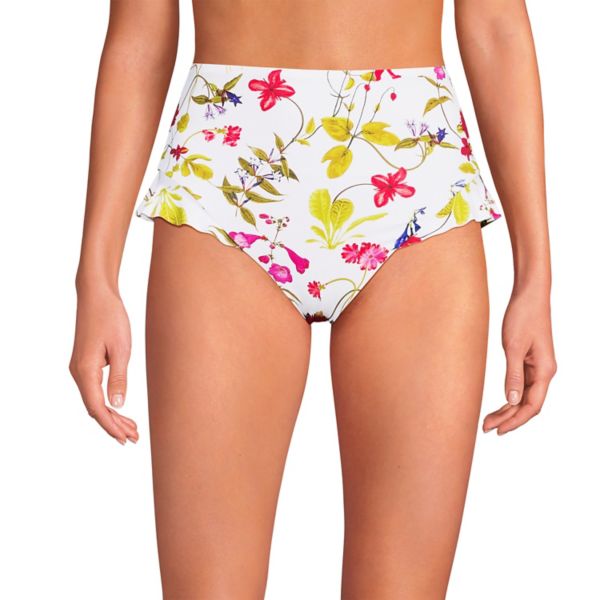 

Женские купальные трусы с рюшами и высокой посадкой Lands' End, цвет white garden floral