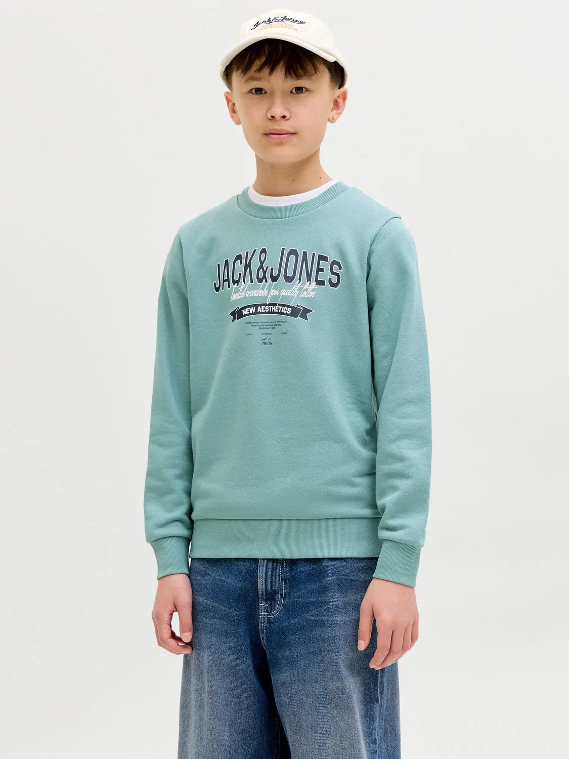 Свитшот с логотипом JACK & JONES Junior, минеральный синий — фото 2