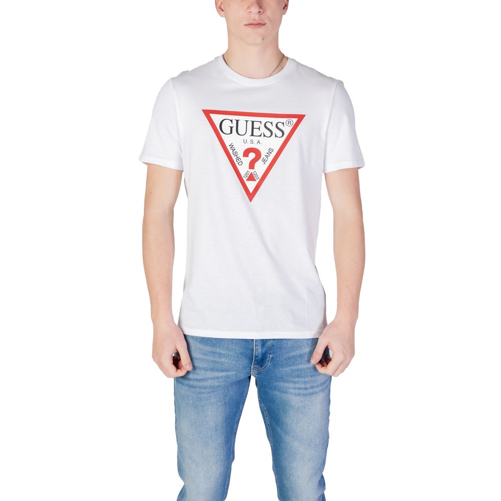 

Белая хлопковая футболка GUESS