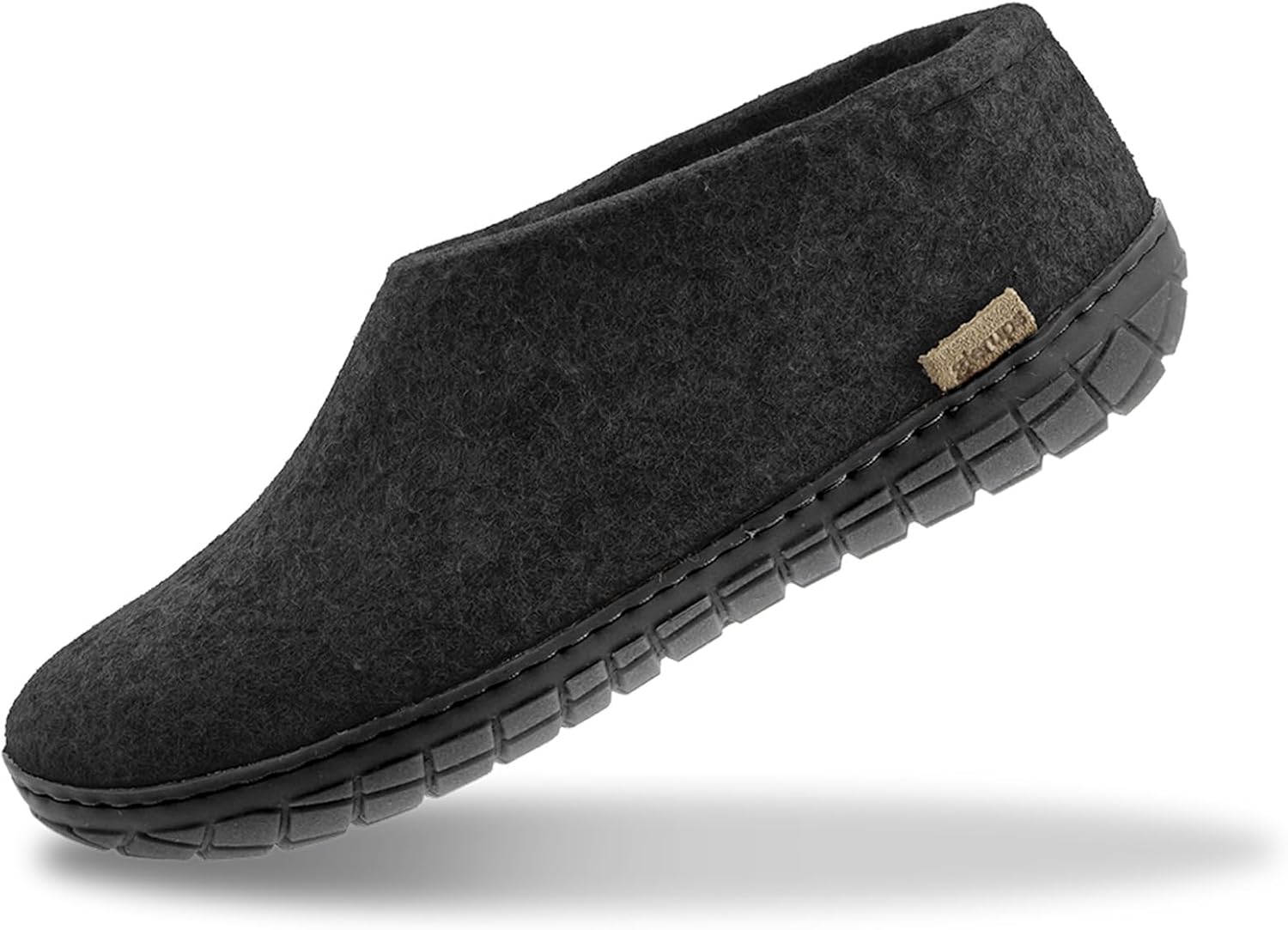 

Тапочки Glerups из 100 шерсти с резиновой подошвой - Унисекс, черный/угольный