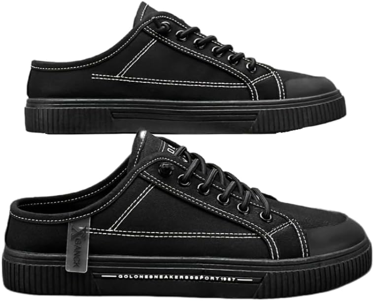 

Дышащие мужские спортивные кроссовки на плоской подошве из холста - комфортная и легкая повседневная обувь, подходящая как для дома, так и для путешествий, подходит для весенне-летнего сезона Hoalox, черный