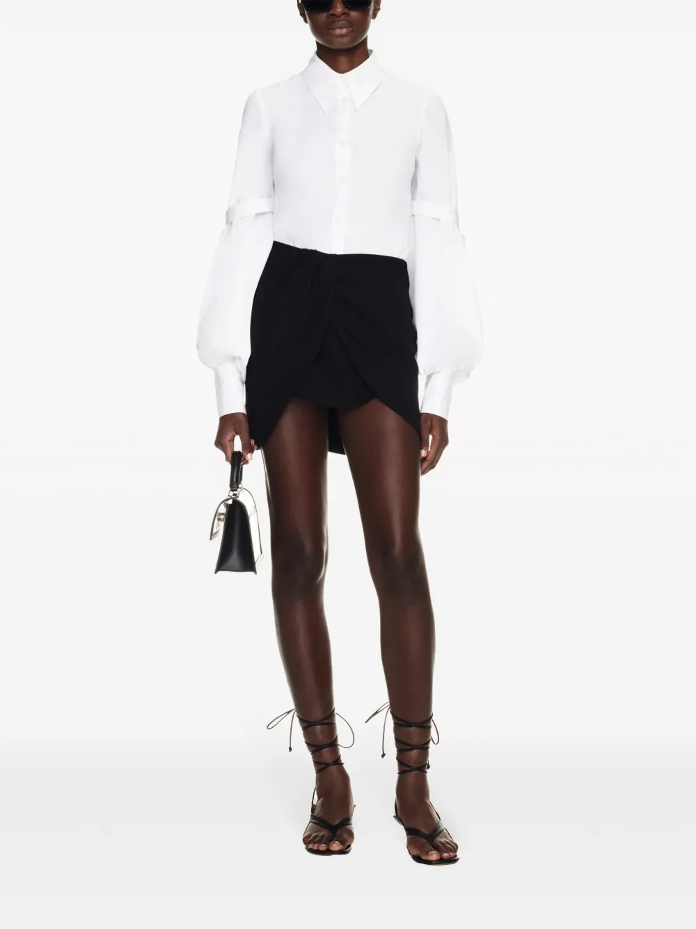 Шерстяная мини-юбка Wo Twist OFF-WHITE, черный — фото 2