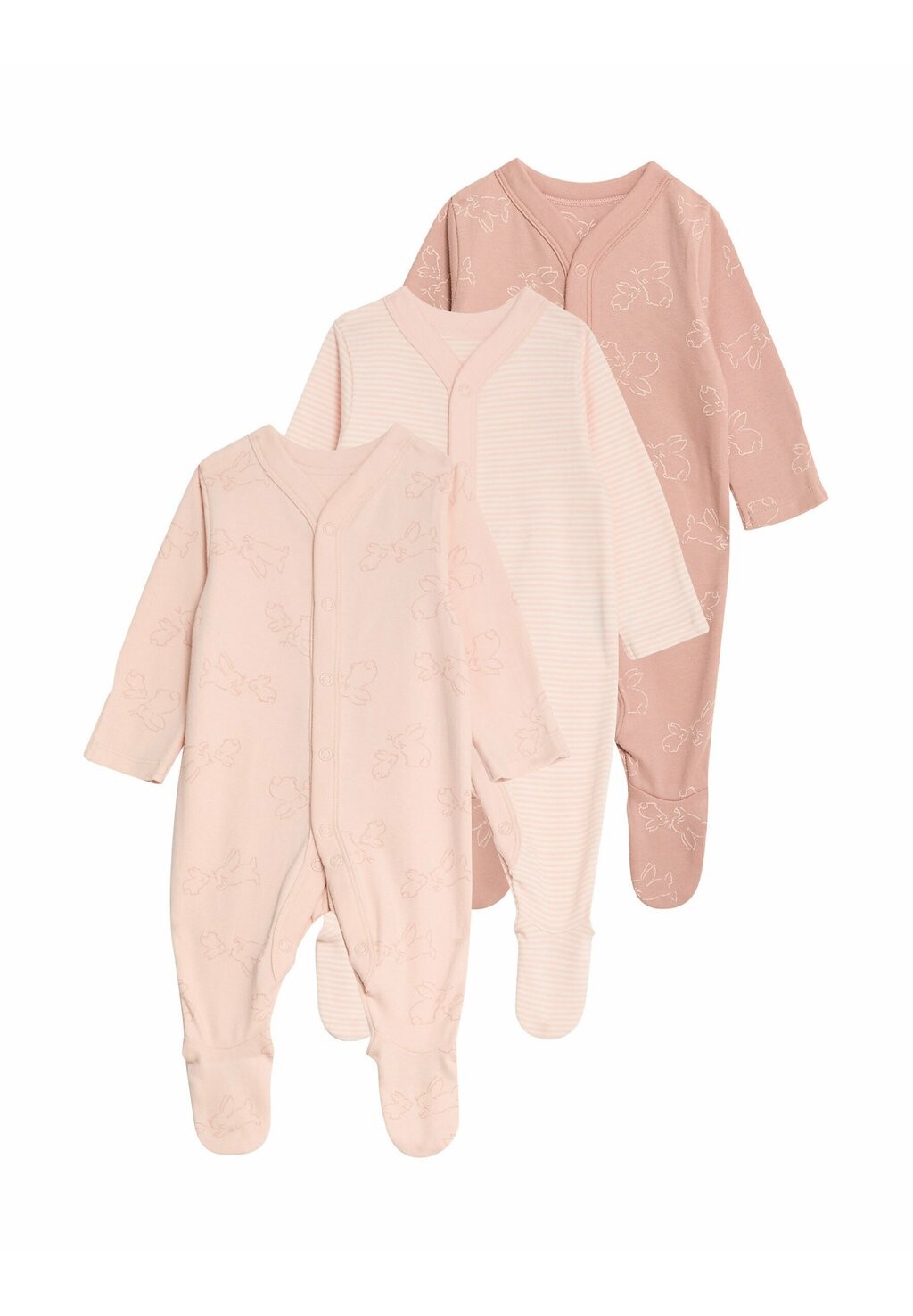 

Комбинезон 3 PACK BUNNY & STRIPED Marks & Spencer, цвет pink