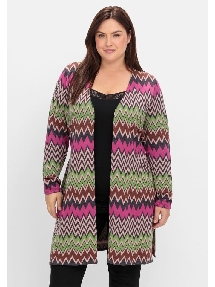 

Кардиган sheego by Joe Browns Lange Strickjacke, цвет beere gemustert