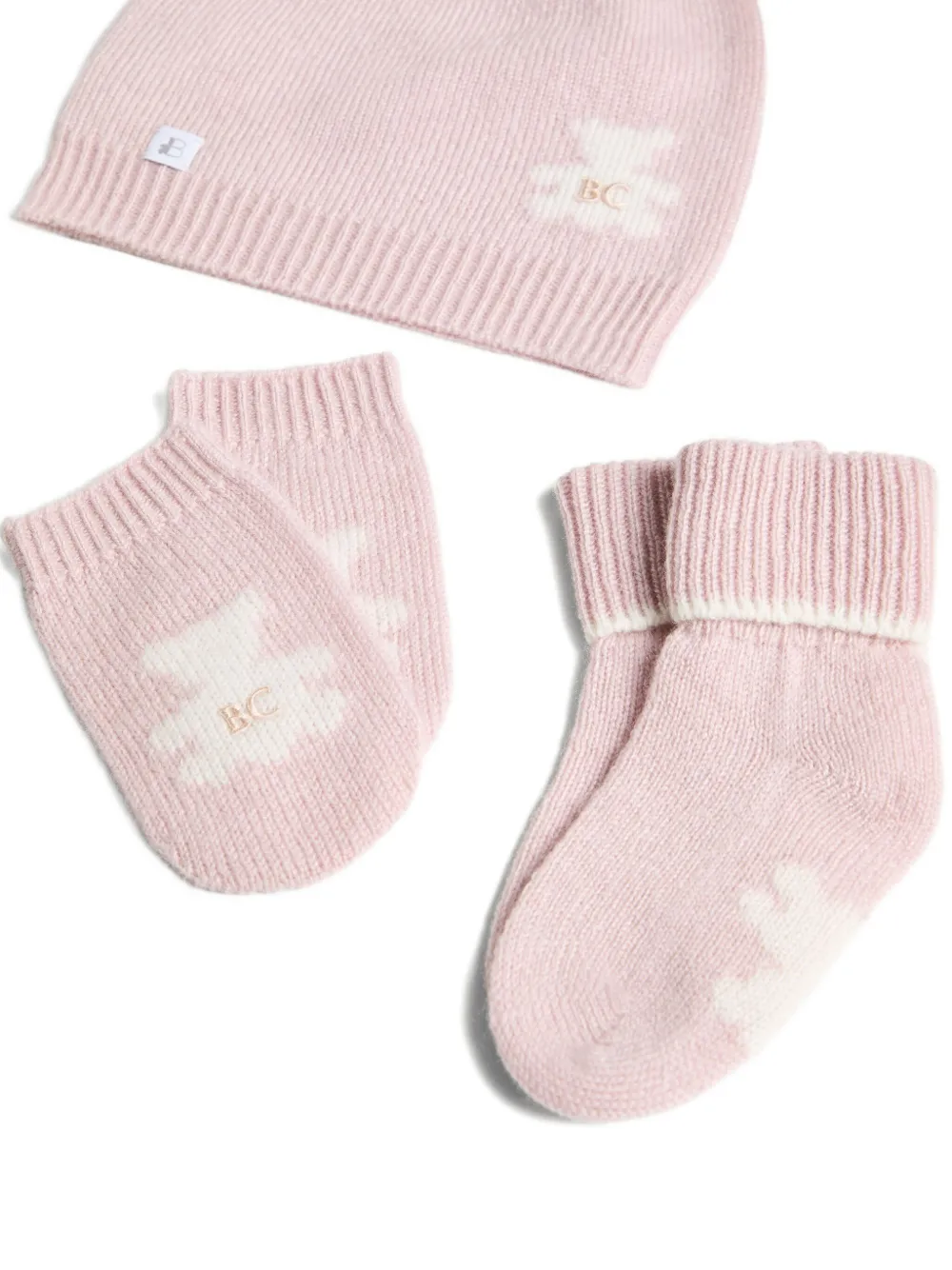 Комплект кашемировых шапок-бини Brunello Cucinelli Kids, розовый — фото 2