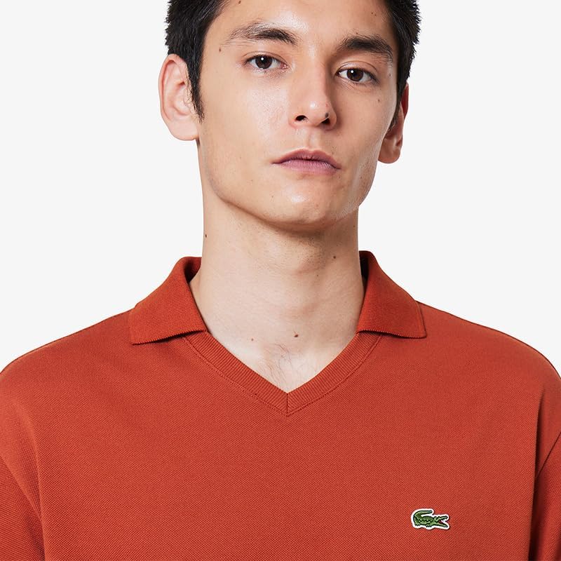 Рубашка-поло Lacoste L.12.12 Arrange Skipper, мужская, с воротником-стойкой, кирпичная — фото 3