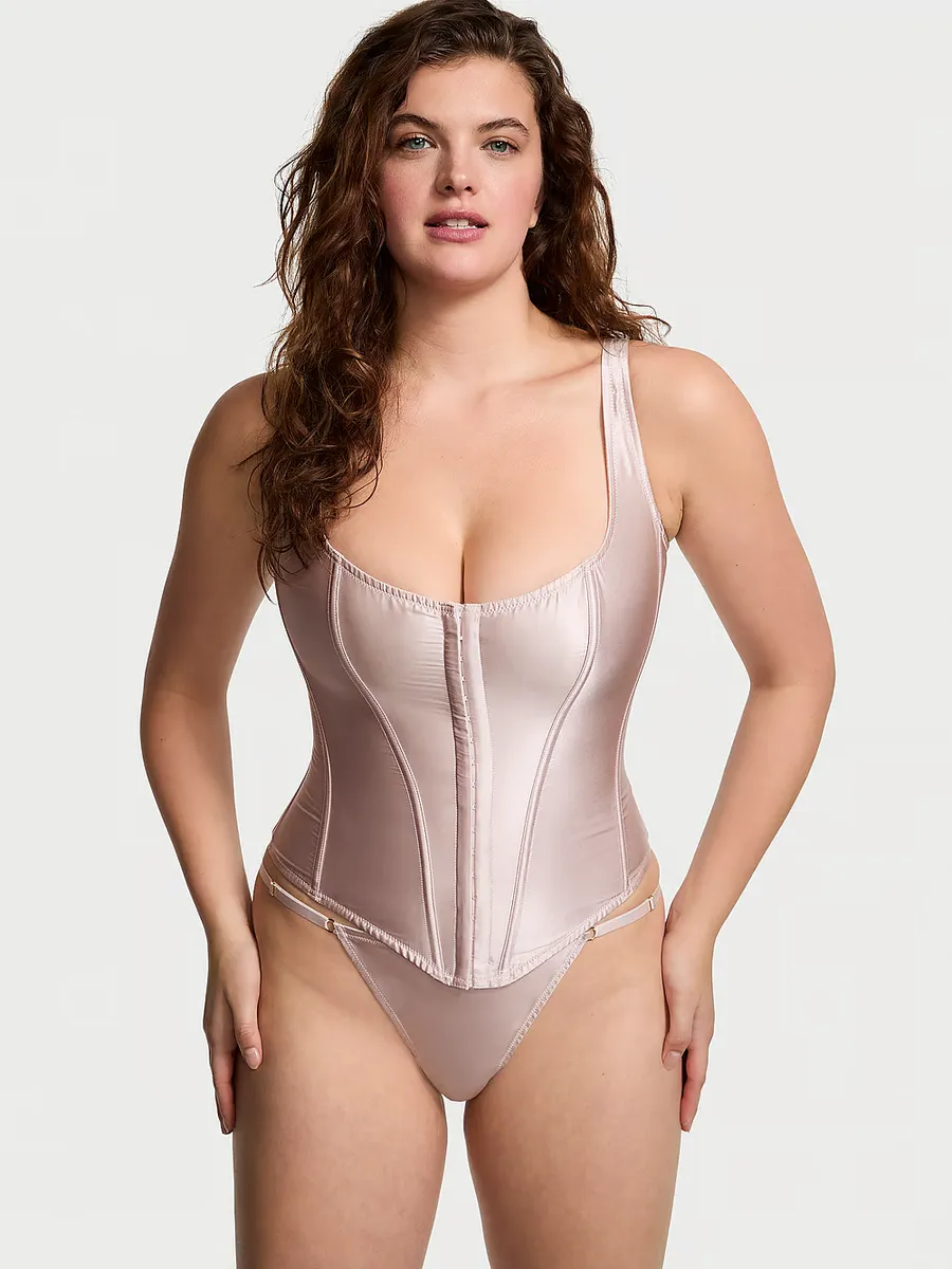 

Классический шелковый корсетный комплект Very Sexy, серый