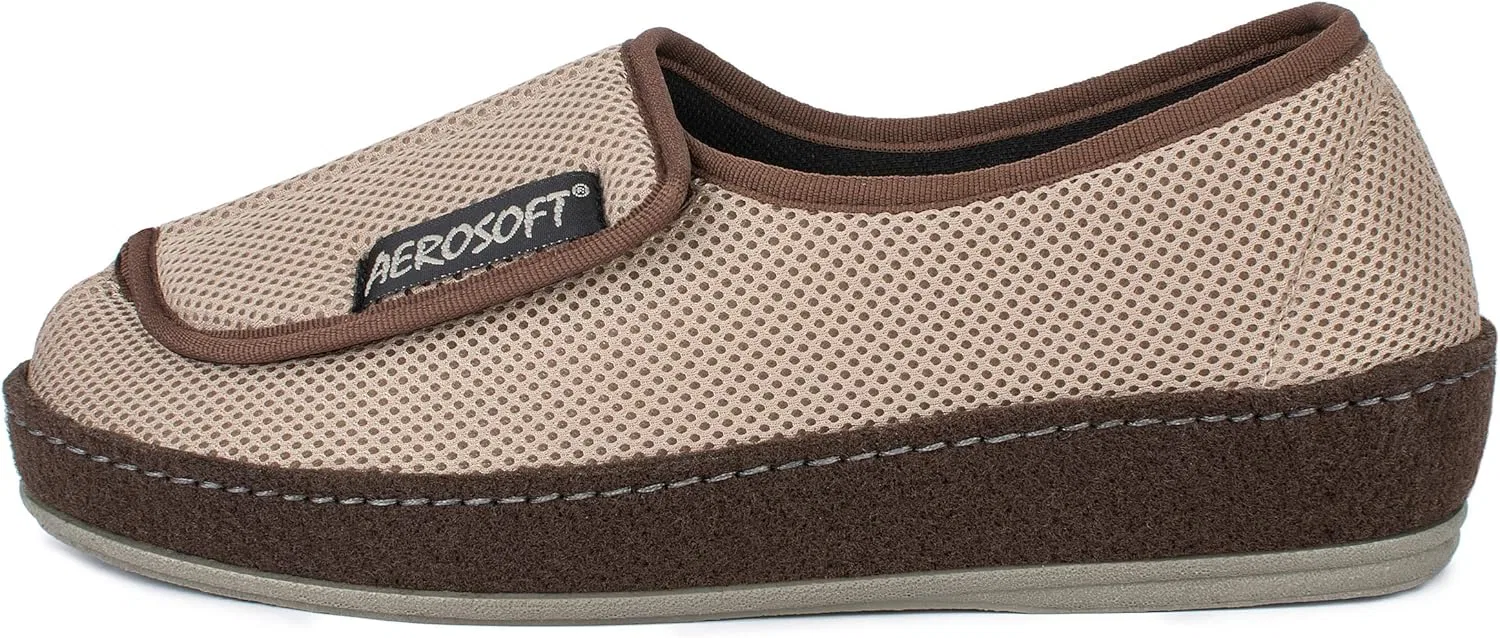Тапочки Aerosoft Velcro Low Shoe 6072-4P для женщин и мужчин, широкие, GH, нескользящие, Taupe — фото 3
