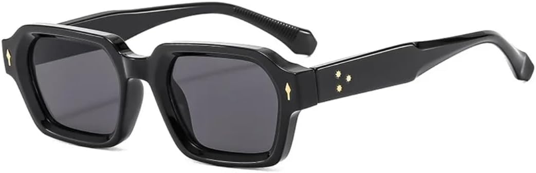 

Солнцезащитные очки для мужчин и женщин - защита UV400 - маленькая оправа с заклепками, цветные линзы, для занятий спортом на открытом воздухе и вождения DSVIGF, Black