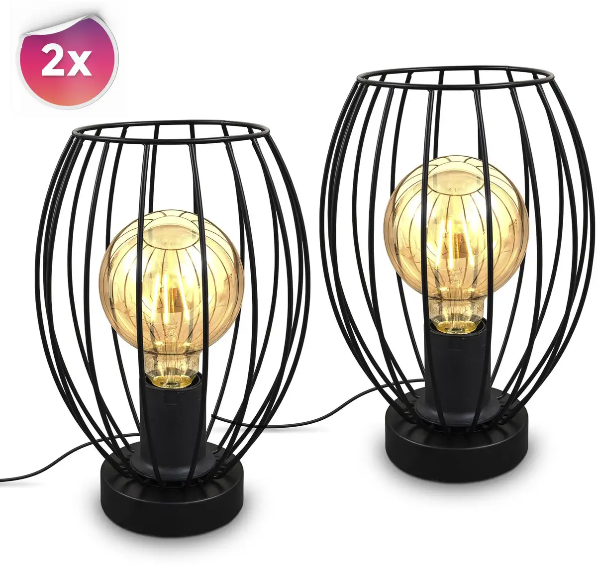 

Комплект настольных ламп B.K.Licht, 2 шт., для лампочек Е14 Ø 17,50 см, Высота: 25,60 см., черный