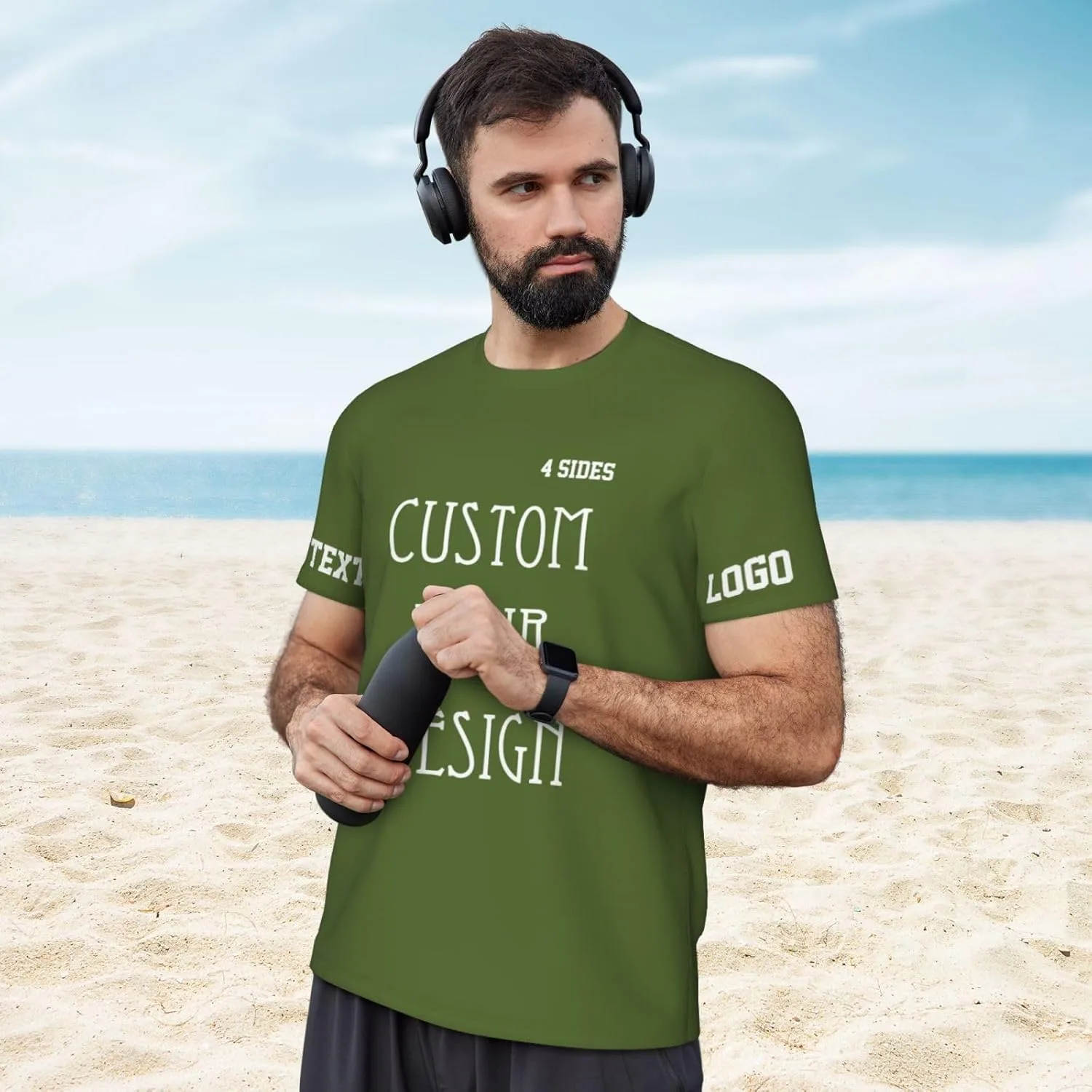 Футболка Custom для мужчин с принтом на все стороны — фото 3