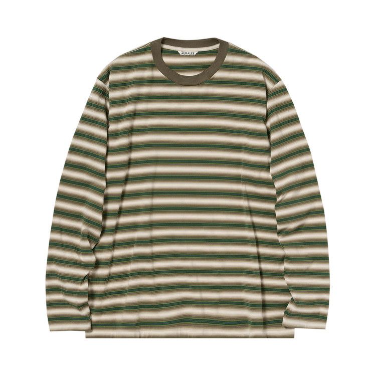 

Футболка Auralee Gradient Stripe Jersey Long-Sleeve Tee, Fade Brown Stripe