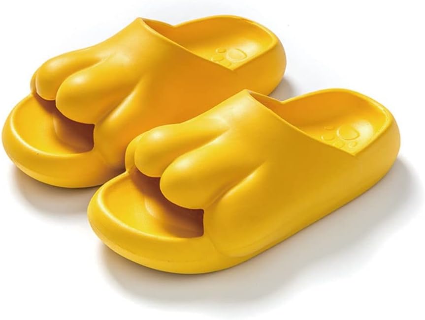 

Тапочки без застежки для женщин и мужчин, милые с лапками медведя, нескользящие, легкие, плоские сандалии, шлепанцы для душа, мягкие домашние тапочки для дома, сада, ванной комнаты или у бассейна Hsqma, желтый