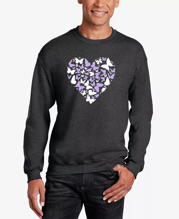 

Мужская толстовка с принтом Butterfly Heart Word Art LA Pop Art, серый