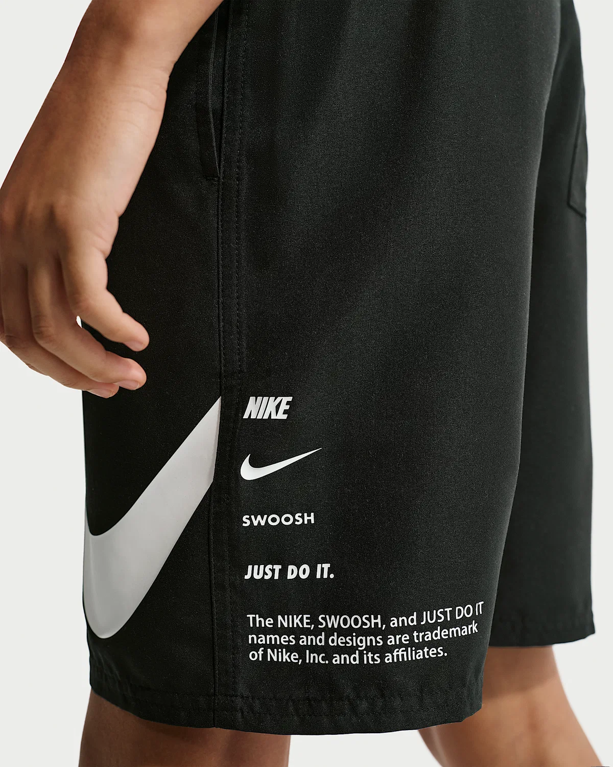 Детские (мальчиковые) плавки Nike Swim Breaker 7" с боксерской подкладкой, Black/Black/Black/White — фото 4