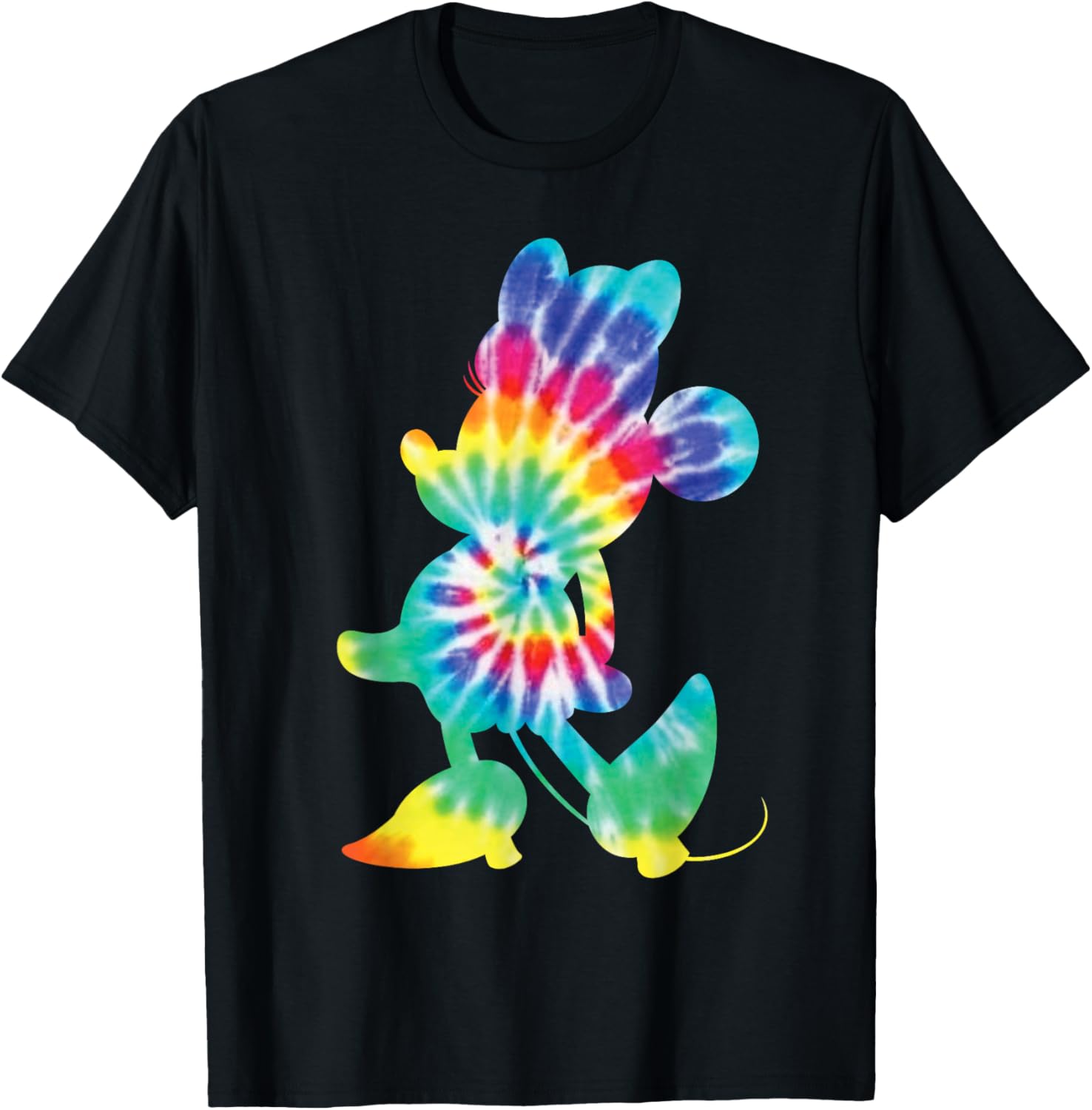 

Футболка Disney с силуэтом Минни Маус в стиле 90-х, радужная расцветка тай-дай, черная