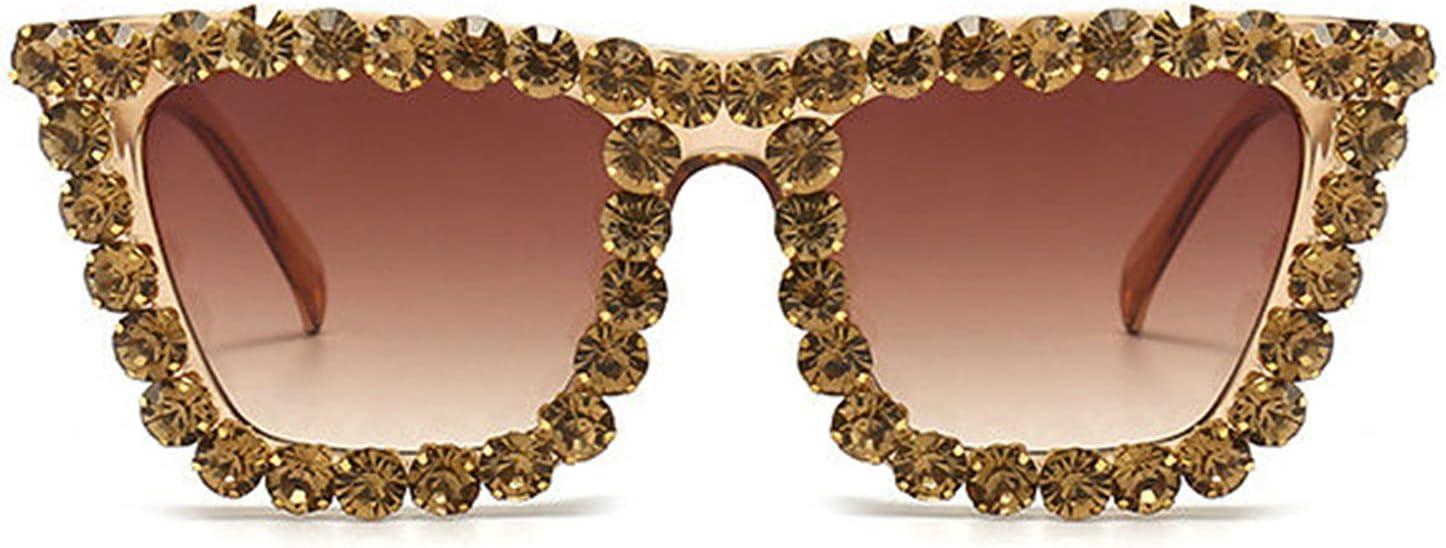 

Willochra — большие солнцезащитные очки с бриллиантами для женщин, очки «кошачий глаз» со стразами, винтажные женские сверкающие солнцезащитные очки для вечеринок, Brown