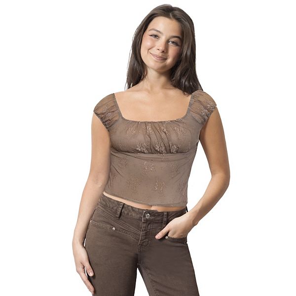 

Детский топ с мини-каплевидными рукавами Emma Madden Girl, Brown