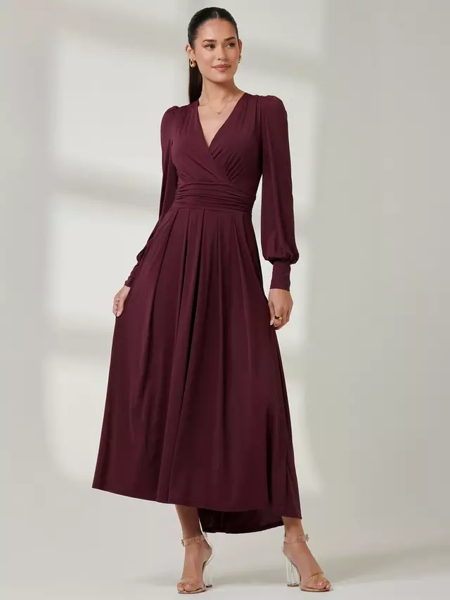 

Платье Jolie Moi Long Sleeve Soft Silky Jersey Maxi, бордовый