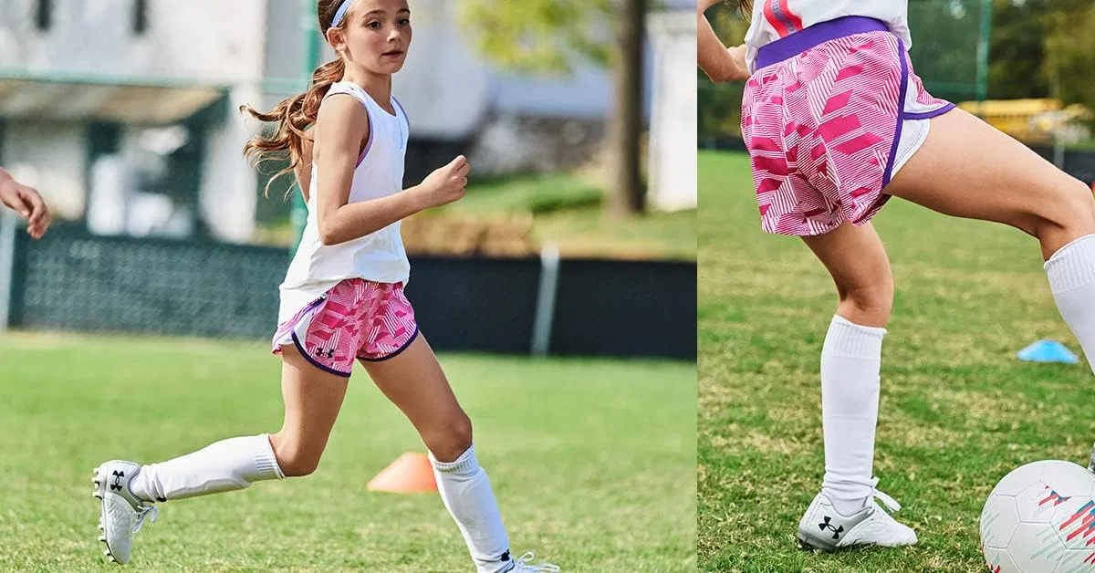 Шорты Under Armour Girls' Fly By Shorts, (963) Bubble Peach//White — фото 3