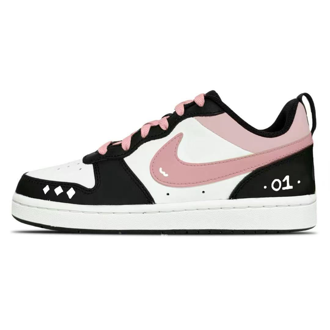 

Nike Кроссовки для скейтбординга Court Borough Pink Star Abrasion Resistant низкие детские unisex