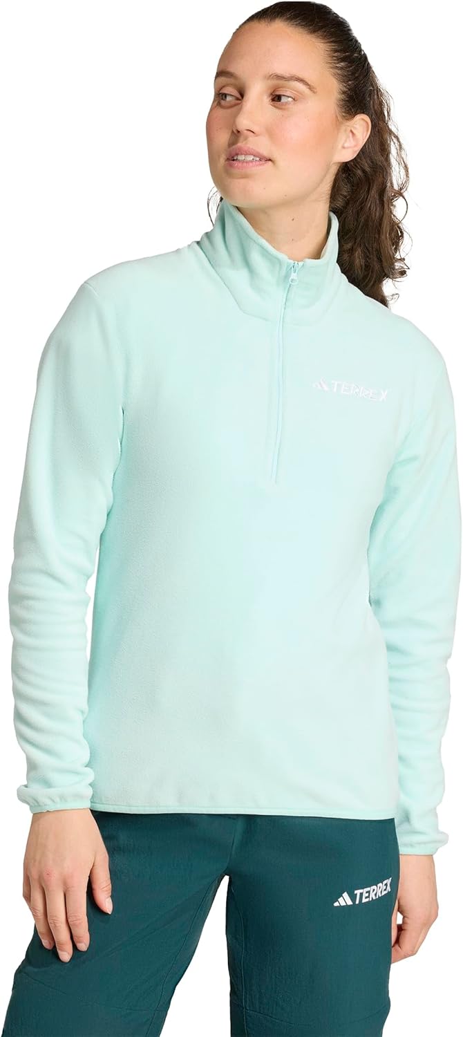 

adidas Женская флисовая куртка для походов Terrex Multi Essentials с полузамком, Semi Flash Aqua