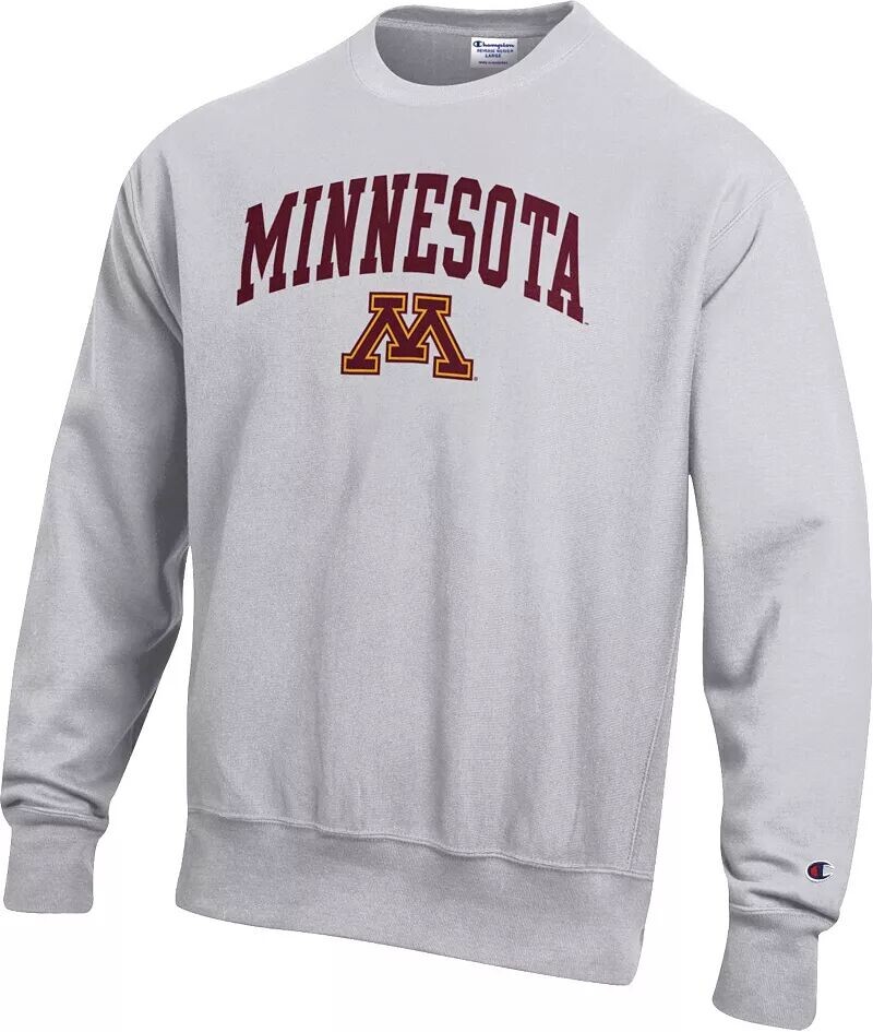 

Мужская серая толстовка с круглым вырезом обратного переплетения Champion Minnesota Golden Gophers