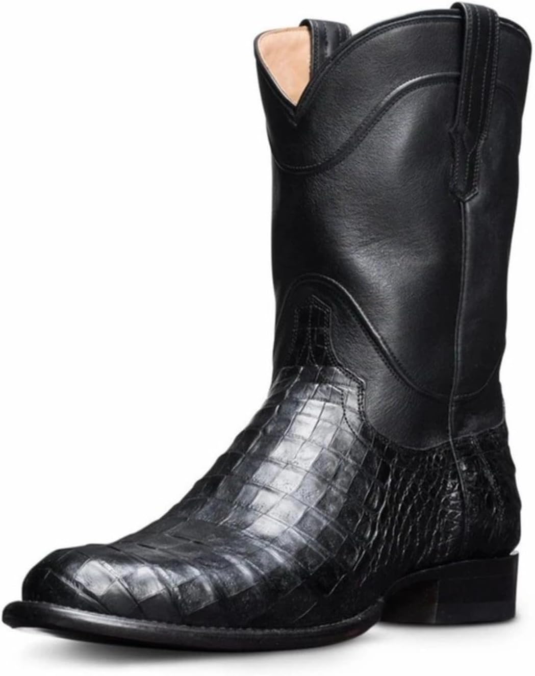 

RUMITY Ретро заостренные рыцарские сапоги, повседневная мода, мужские и женские водонепроницаемые кожаные ботинки, 38-48 (кофе, 40), черный