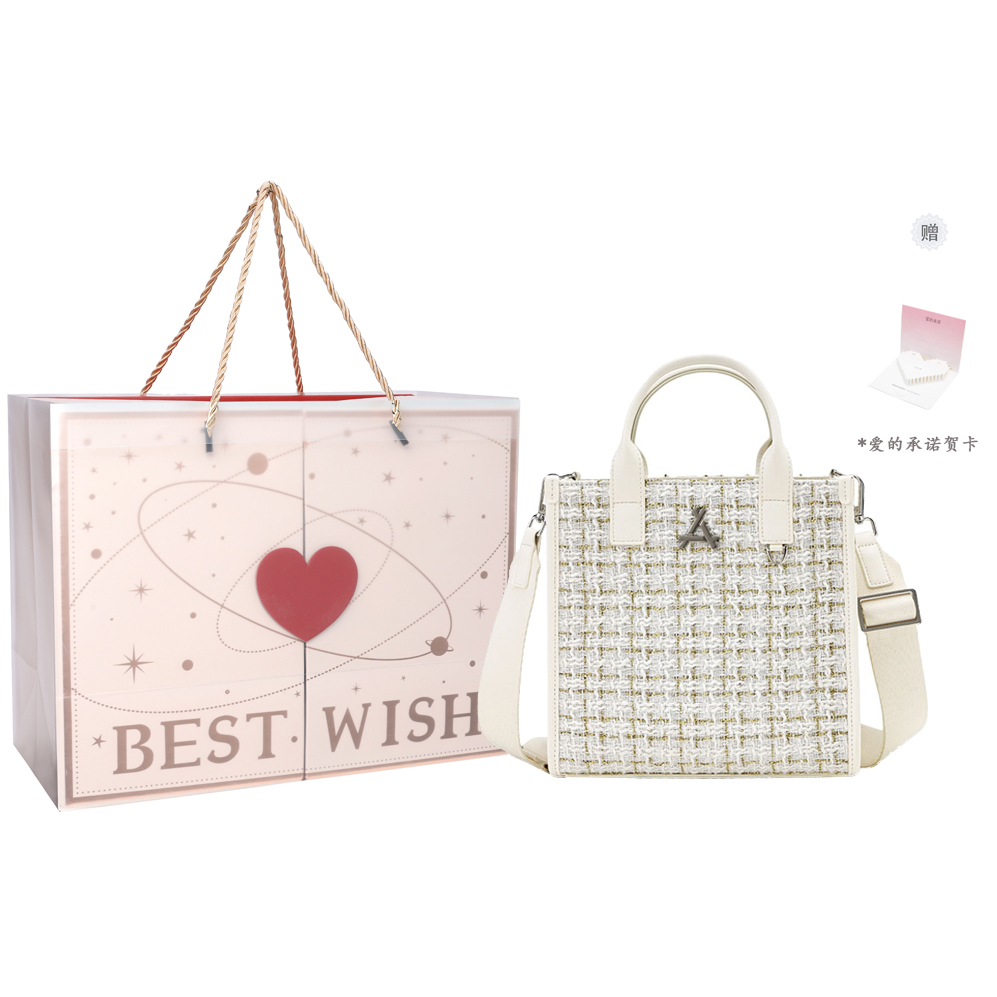 

KONADCT Искусственная кожаная сумка-шоппер через плечо унисекс среднего размера черная, White Heartfelt Box