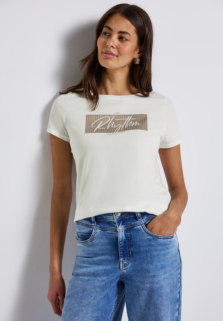 

Футболка Street One Print T-shirt, Weiß/Off-White, Белый, Футболка Street One Print T-shirt, Weiß/Off-White