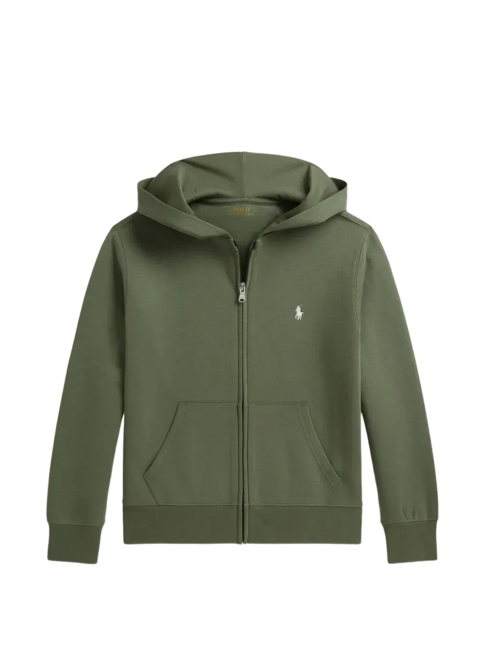 Худи на молнии с вышивкой Polo Ralph Lauren Kids, зеленый