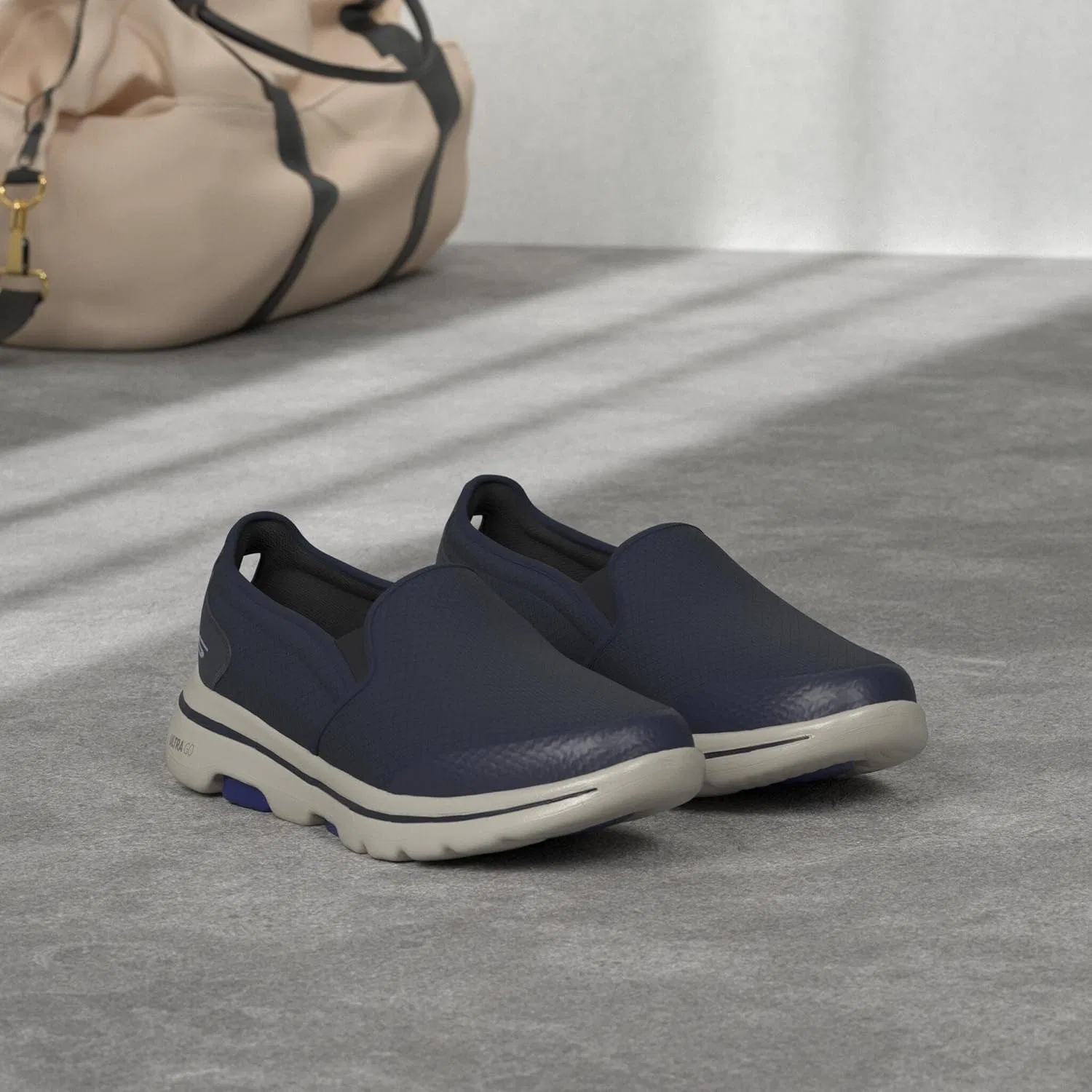 Мужские кроссовки Skechers Go Walk 5 Apprize, Navy Textile Synthetic White Trim — фото 2
