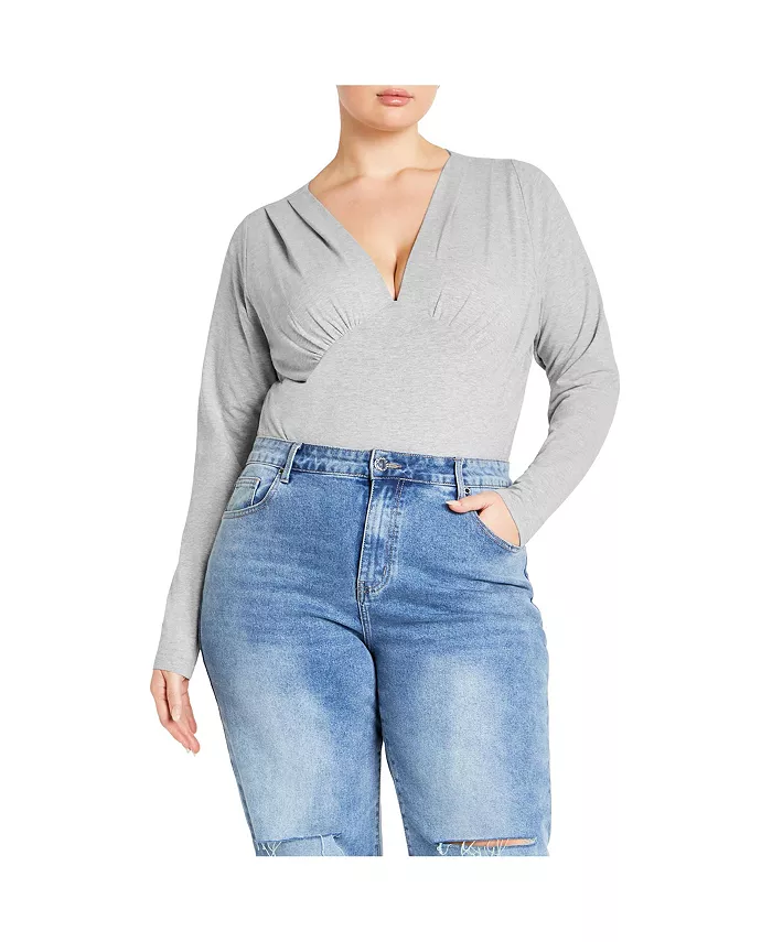 

Боди Amelila Pleat Plus Size CITY CHIC, серый