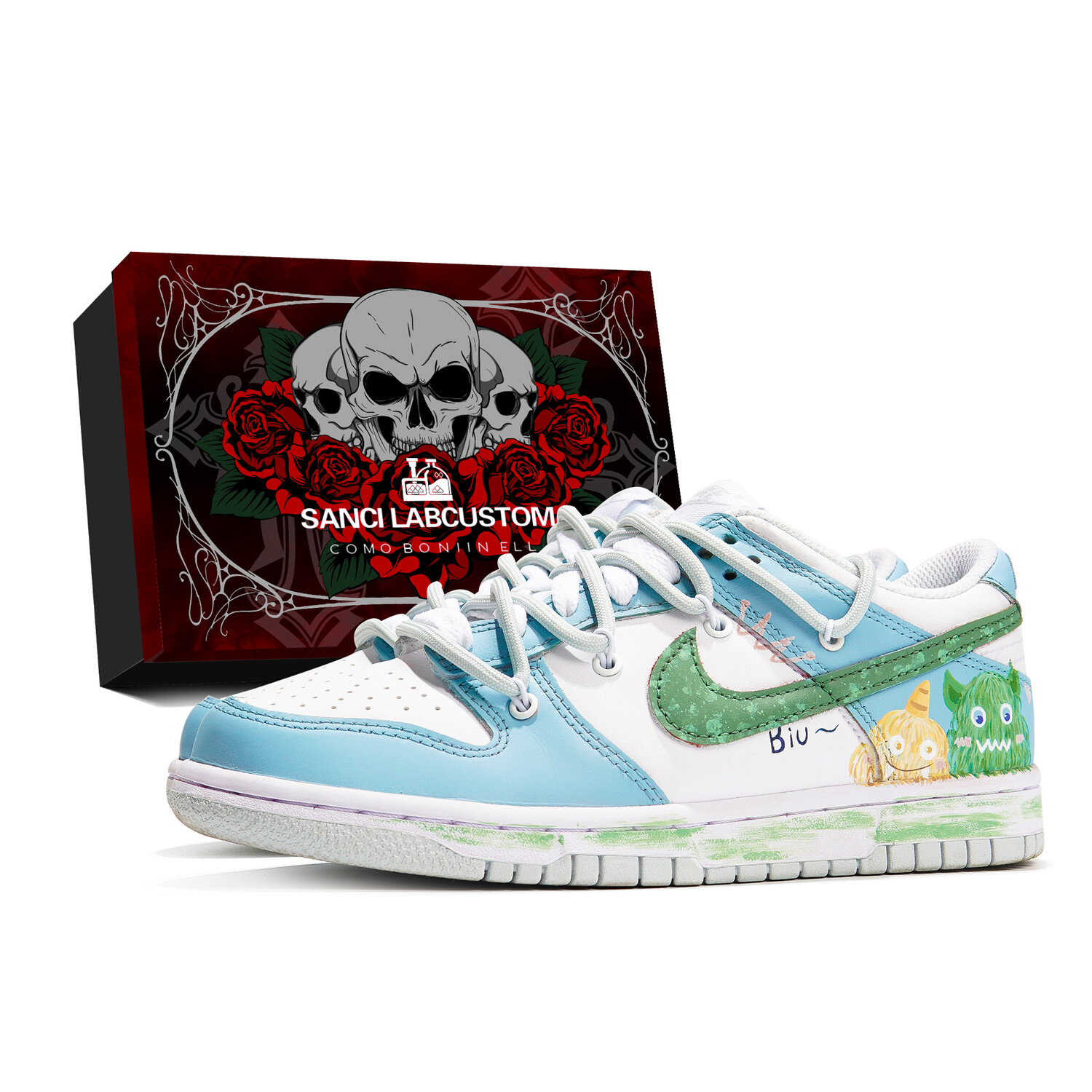 

Кроссовки Nike Dunk Skateboard Shoes Women's Low-Top White Blue, Синий, Кроссовки Nike Dunk Skateboard Shoes Women's Low-Top White Blue
