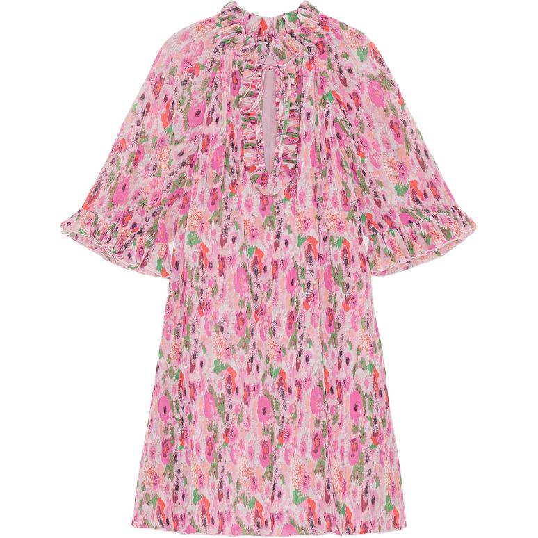 

GANNI Женское розовое платье с коротким рукавом