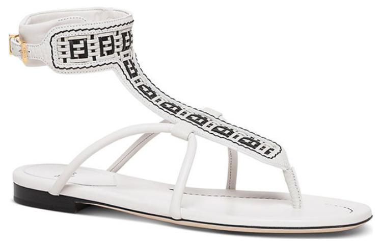 Футболка Ff Interlace One Strap Sandals Женская Белая FENDI — фото 3