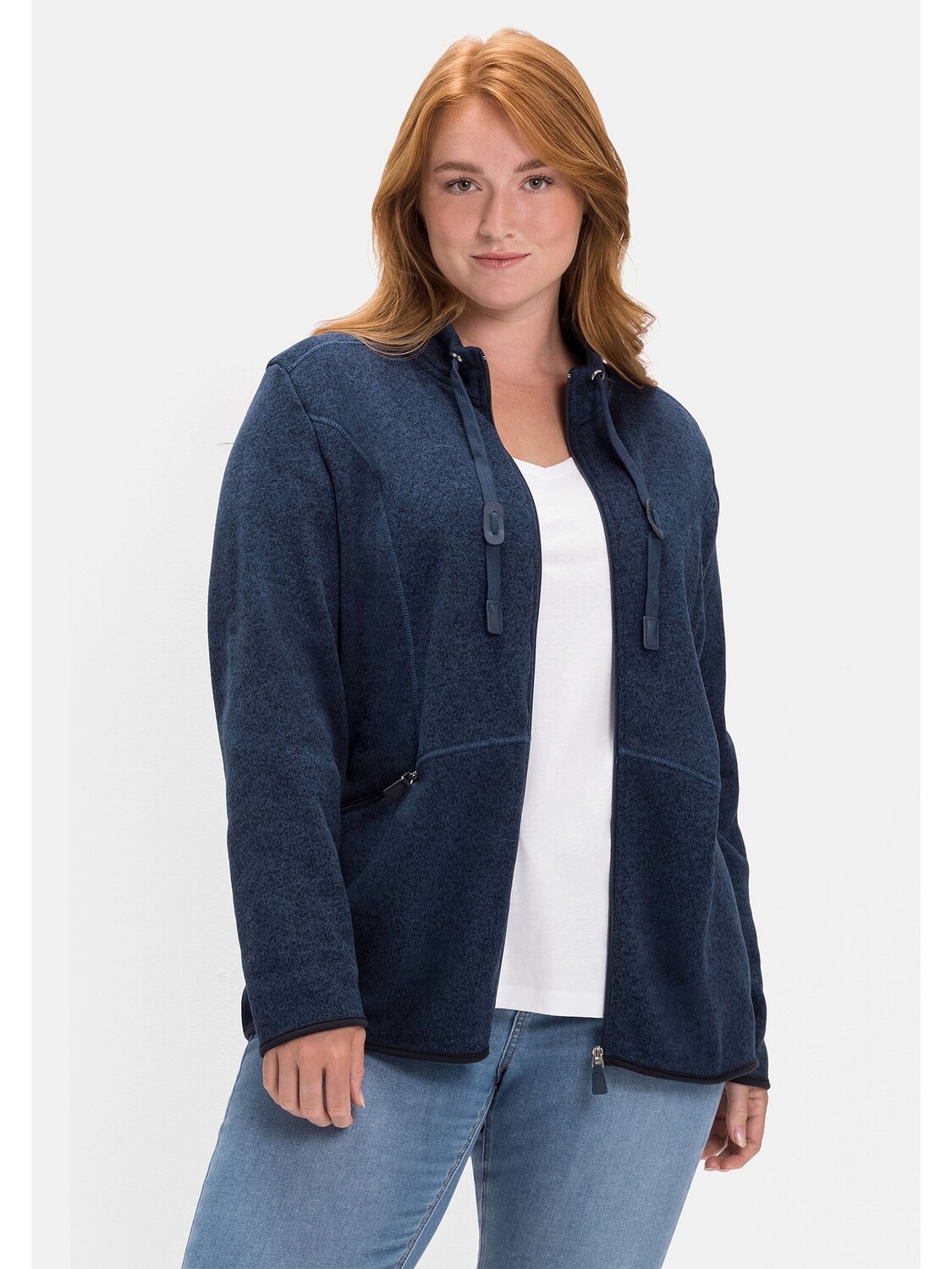 

Толстовка sheego Strickfleecejacke, цвет nachtblau meliert