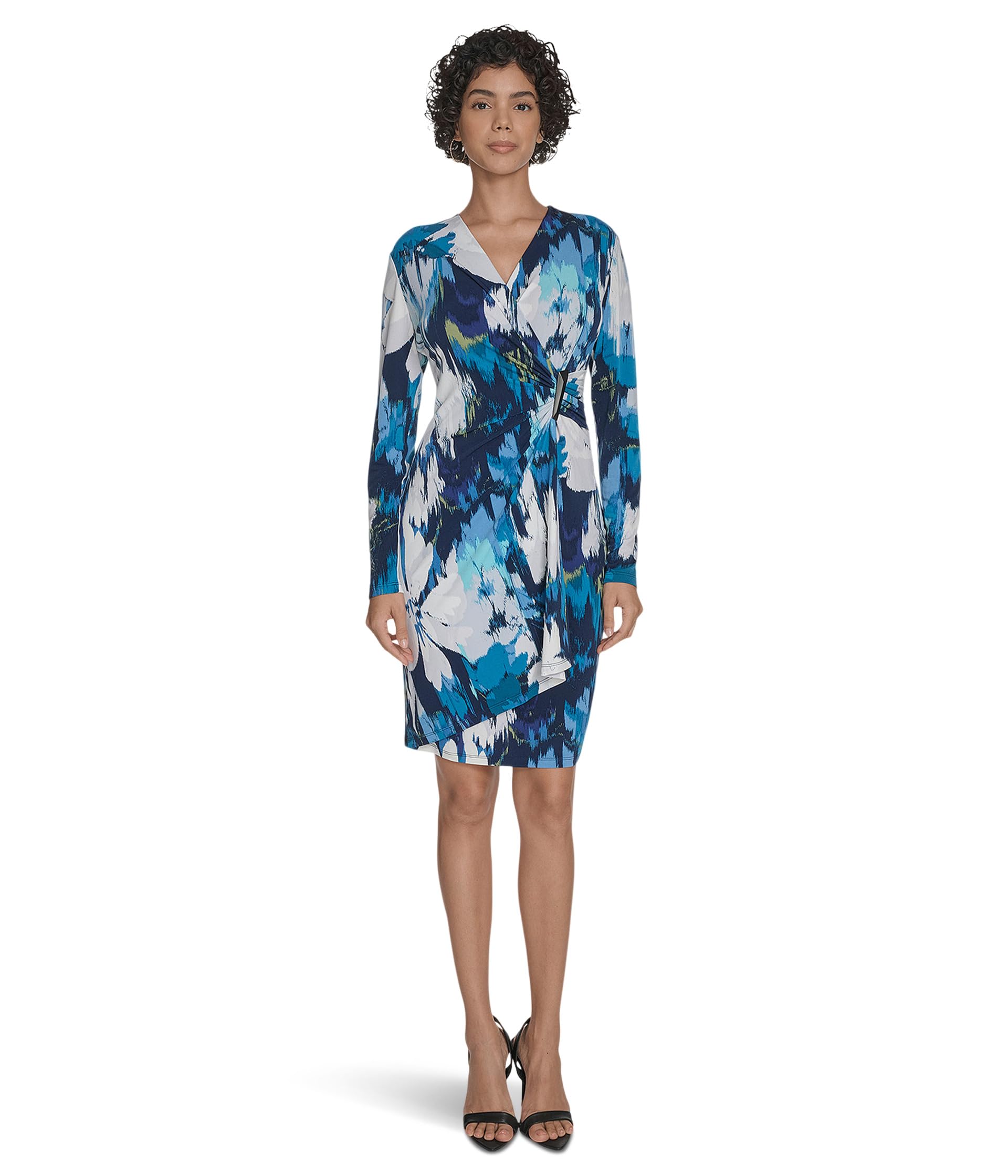 

Платье Calvin Klein Long Sleeve Floral Jersey Sheath, цвет Cypress Multi
