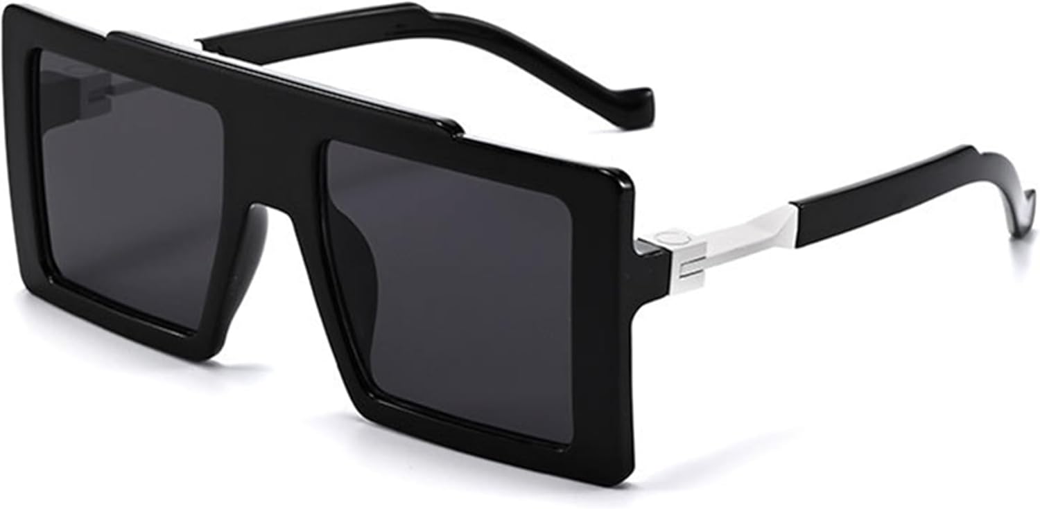 

bullabulling Ретро большие цельные поляризованные солнцезащитные очки для женщин и мужчин, винтажные большие металлические солнцезащитные очки-щитки для женщин, Black White