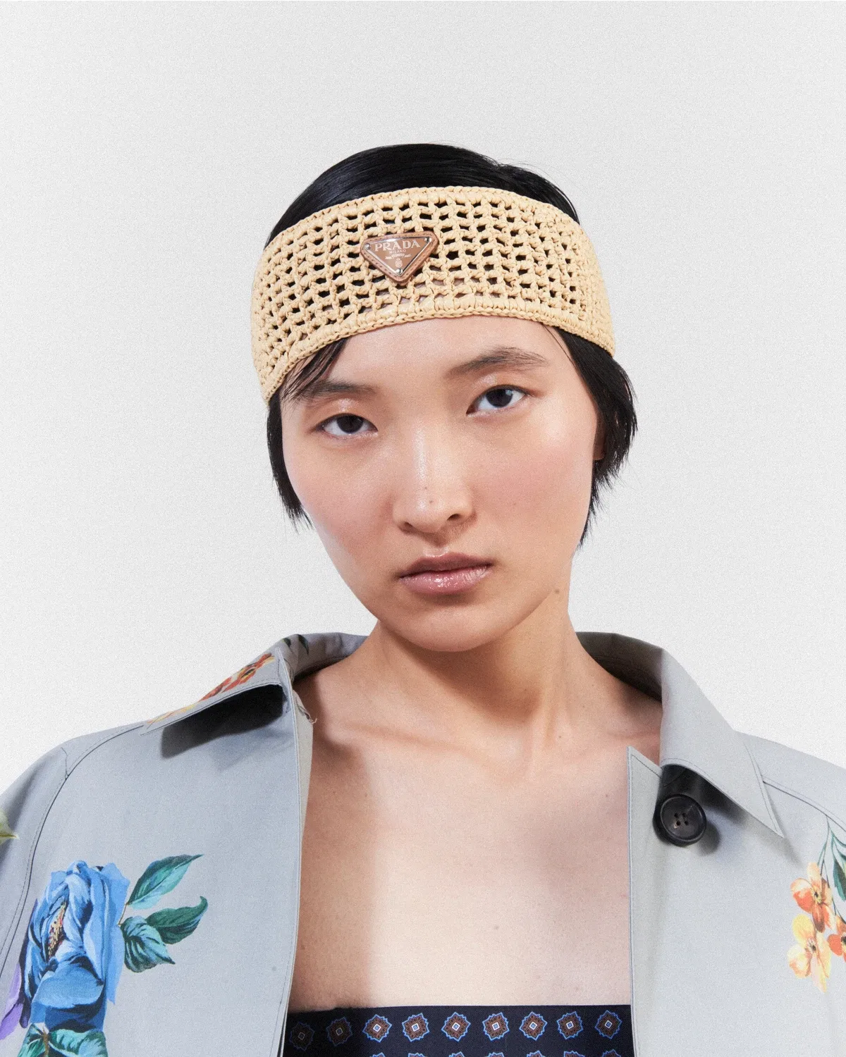 Вязаная повязка для волос Prada, бежевый — фото 2