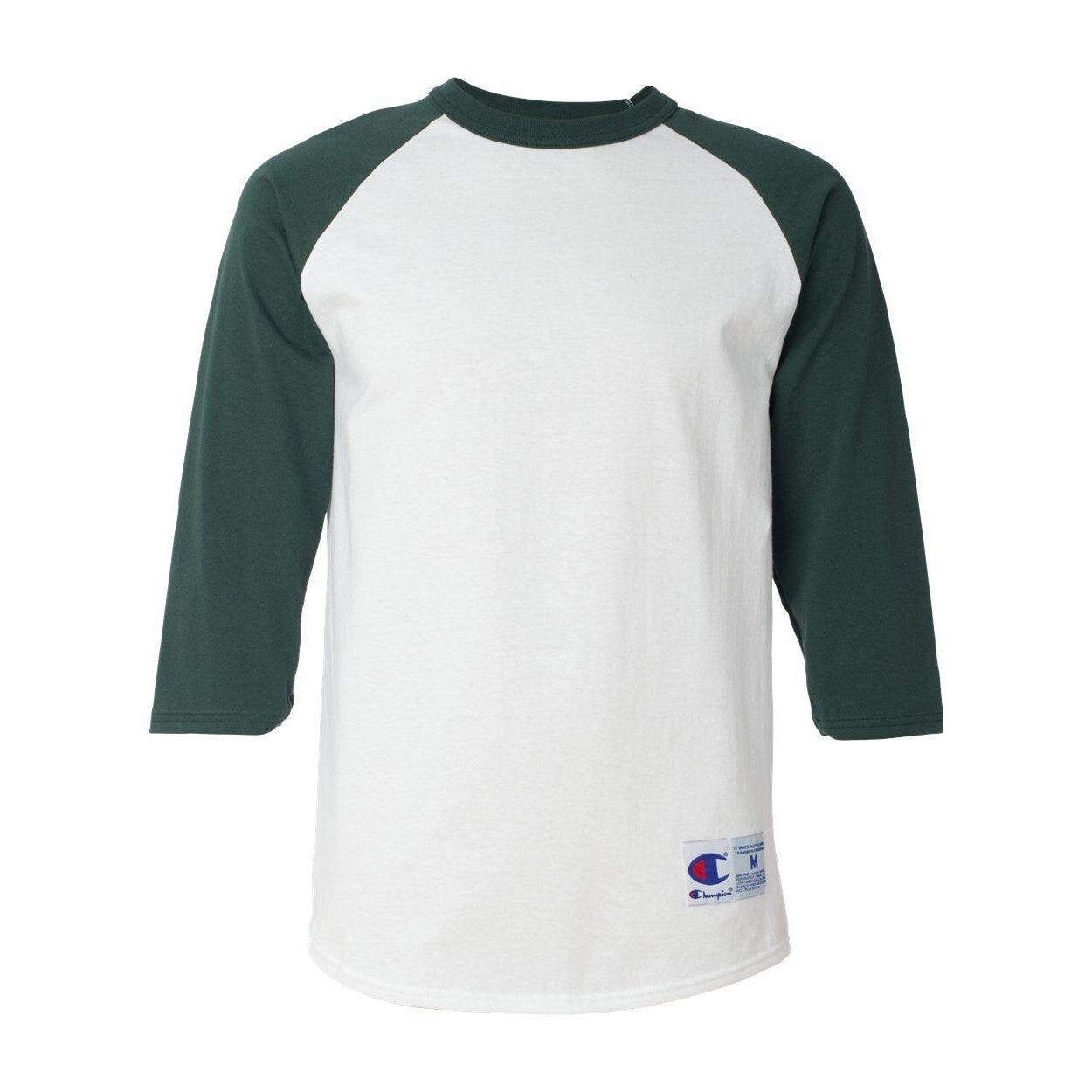 

Бейсбольная футболка Champion с рукавом реглан три четверти, цвет White/ Dark Green