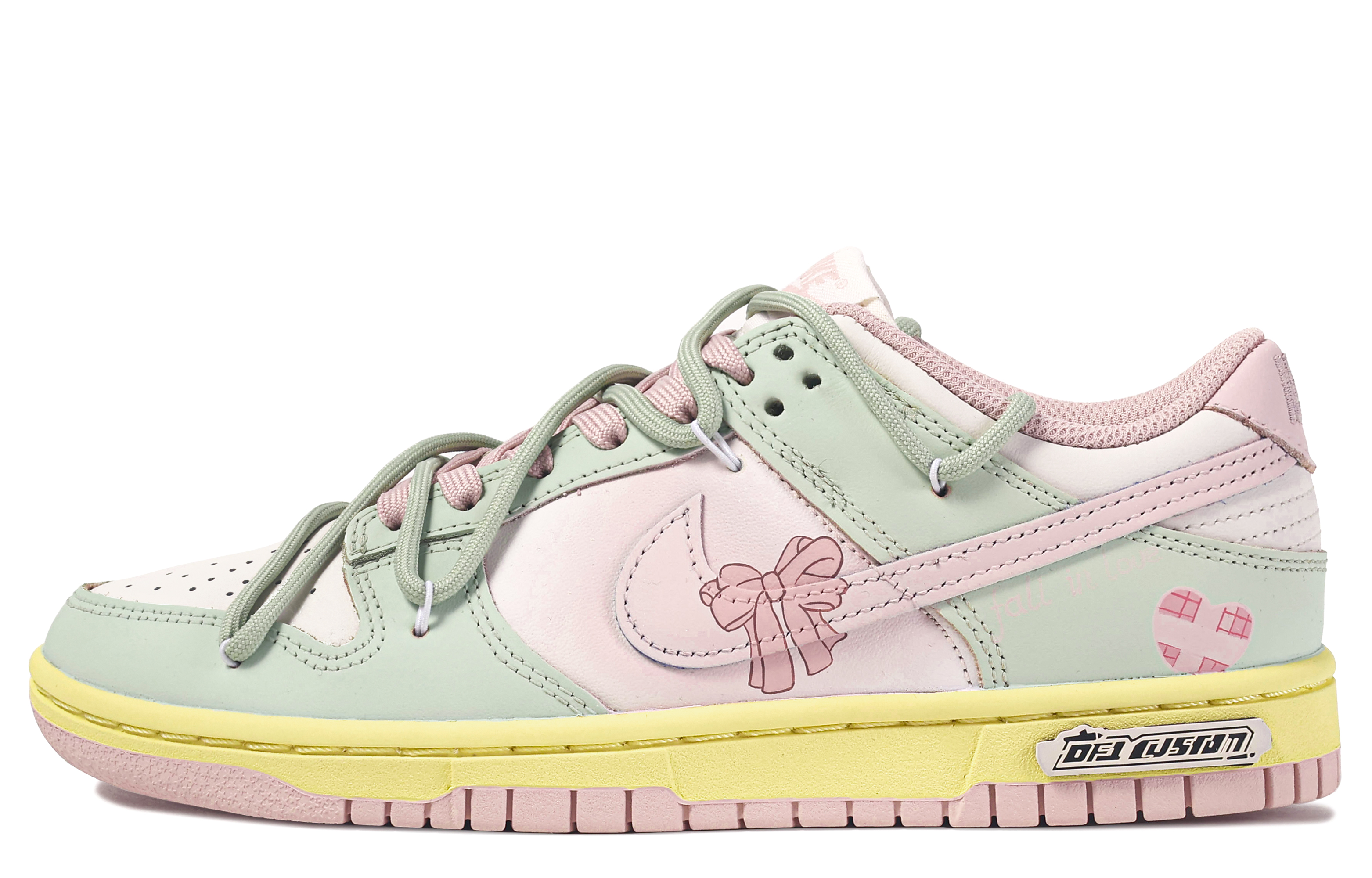 

Кроссовки Nike Dunk Skateboarding Shoes Women's Low-top Mint Green/pale Pink/white, светло-зеленый