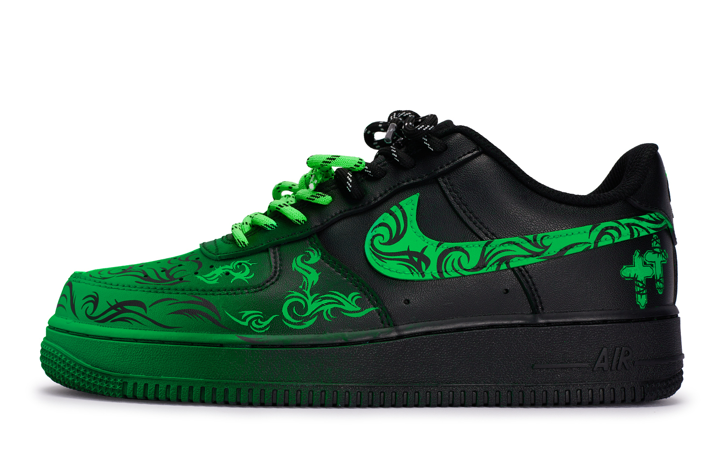 Nike Кроссовки Air Force 1 для скейтбординга унисекс низкие зеленые и черно-зеленые, цвет Black Green — фото 2