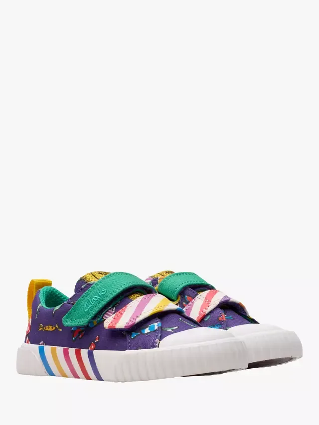 Детские кроссовки Foxing Mix Charlie & The Chocolate Factory, фиолетовый холст Clarks — фото 4