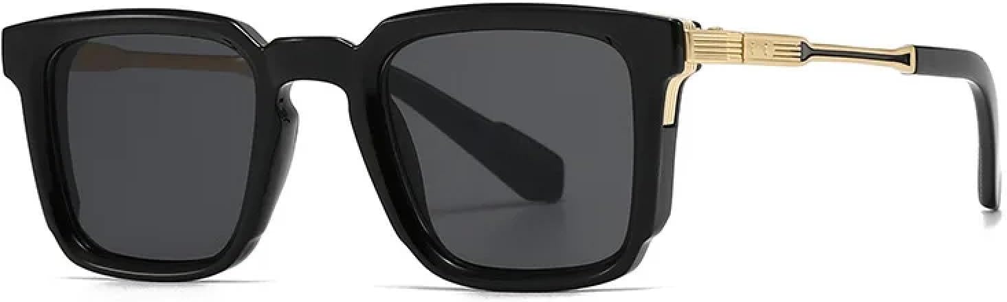 

Классические винтажные солнцезащитные очки для женщин и мужчин в стиле панк, популярные роскошные очки в стиле стимпанк для вождения, с защитой от УФ-излучения TKKTLLT, Black Gold Leg