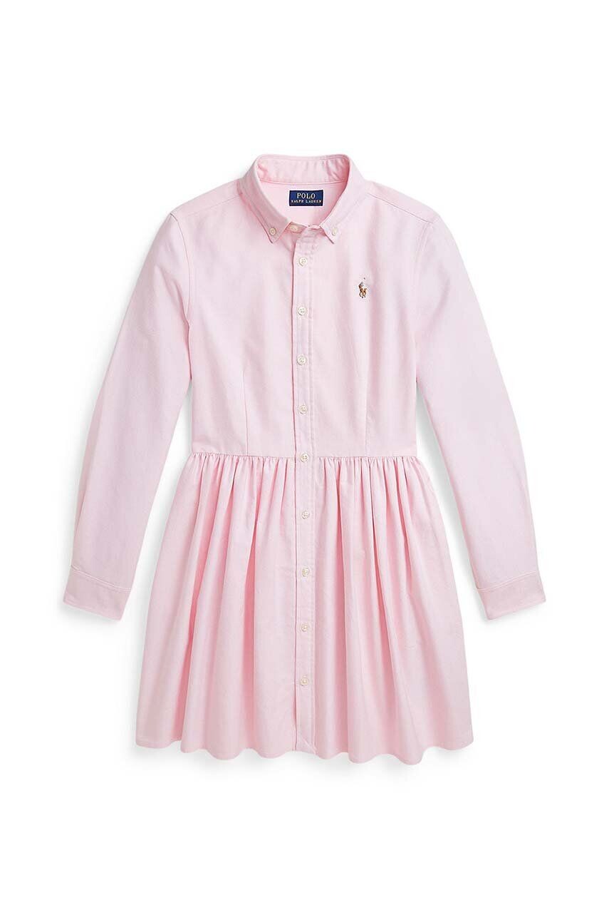

Хлопковое платье Polo Ralph Lauren для девочек, розовый